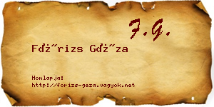 Fórizs Géza névjegykártya