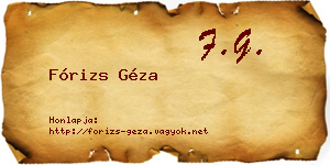 Fórizs Géza névjegykártya