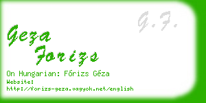 geza forizs business card
