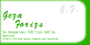 geza forizs business card